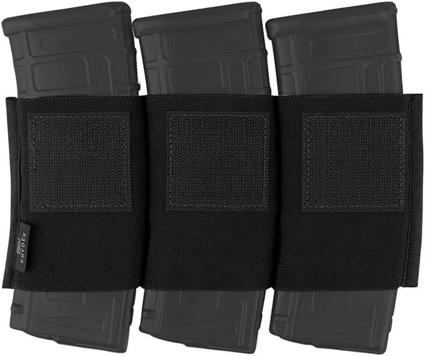 KRYDEX Triple 5.56 Magazine Holder Elastic Mag Holder with Hook Fasteners for MK3 and MK4 Chest Rig (Black)