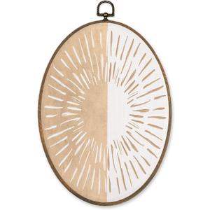 LKETW Boho Abstract Sunshine Oval Wall Art Decor, Neutral Abstract Minimalist Sunshine Oval Canvas Hanging Decor, Boho Wall Decorations for Home Bedroom Living Room, 8.6x11.4 Inch