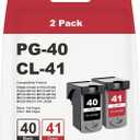 PG-40 CL-41 Ink Cartridge Replacement for Canon PG40 CL41 Ink Cartridge for PIXMA IP1800 IP2600 MP140 MP150 MP151 MP160 MP170 MP180 MP190 MP210 MP450 MP460 MP470 FAX JX200 (1 Black, 1 Color)
