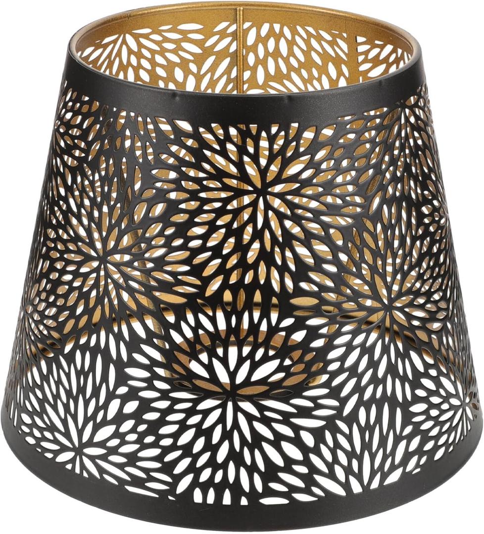 EXCEART E27 Clip On Metal Tree Pattern Light Shade Decorative Iron Lamp Cover for Table Floor and Pendant Lighting Rustic Hollow Design Fixture Accessory (As Shown)