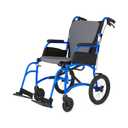 Medline Ultralight Transport Chair, Lightweight Folding Wheelchair with 12 in Rear Wheels, Padded Armrests, Swing Away Footrests, Safety Seat Belt, 300 lb Capacity, Blue, 1 Count