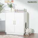 Gitelsnour Litter Box Enclosure, 30.9'' High Large Litter Box Furniture, Modern Cat Litter Box Enclosure with Hidden Storage, Side Table, End Table, White GCLB003WT