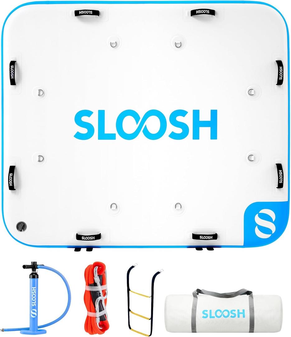 SLOOSH Inflatable Floating Dock, Inflatable Dock Floating Platform, Air Dock Island Raft Mat with Pump & None-Slip Eva Surface for Pool Beach Ocean Lake Fishing Relaxing, 6Ft X 5Ft