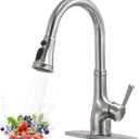 WEWE Vintage Kitchen Faucet with Pull Down Sprayer, Stainless Steel 1 or 3 Hole High Arc Single Handle Antique Sink Faucet for Classic Modern Ktichen, Brushed Nickel Bar & Prep Sinks