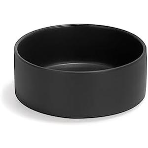 SPUNKYJUNKY 13.5OZ Ceramic Dog and Cat Bowl, Modern Cute Weighted Food Water Bowl for Replacement Black (1 Pack)