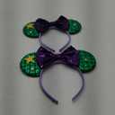Foeran Mouse Ears Headbands, Sequin Mouse Ears Headband with Bow for Kids Adults Women, Accessories for Birthday Party (1 Count (Pack of 1), Mermaid/Starfish)