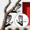 2 x Peaking a Boo Flipping Off Bigfoot Animal Metal Sign Art Ornament, Middle Finger Bigfoot Peeping Around Signs Corner Tree Garden Fence Farmhouse Outdoor Home Decoration (M 15"×20")