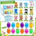Easter Basket Stuffers Essentials, 12 Pcs Mini Animal Building Blocks with Easter Eggs, Building Blocks for Teens Kids Girls Boys Egg Hunt Prizes, Party Favors and Classroom Gifts (Easter - Animal A)