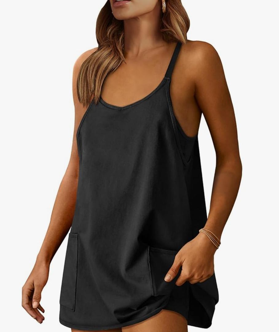 ANRABESS Women Athletic Dress Summer Tennis Workout Active Sports Mini Romper Dress Built in Shorts Travel Vacation Clothes,XS