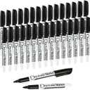 Volcanics Black Dry Erase Markers Low Odor Fine Whiteboard Markers Thin Box of 30 (1 Count (Pack of 30))
