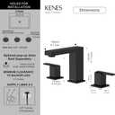 KENES Matte Black Widespread Bathroom Faucet Two Handle Bathroom Sink Faucets Black 3 Hole, 8-Inch 3 Pieces Bathroom Vanity Faucet Lavatory Faucet with Supply Lines, KE-9050-2