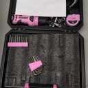 DEKOPRO Drill Set, Home Tool Set with 8V Pink Cordless Drill, Hand Tool Kit for Women, 126 pcs