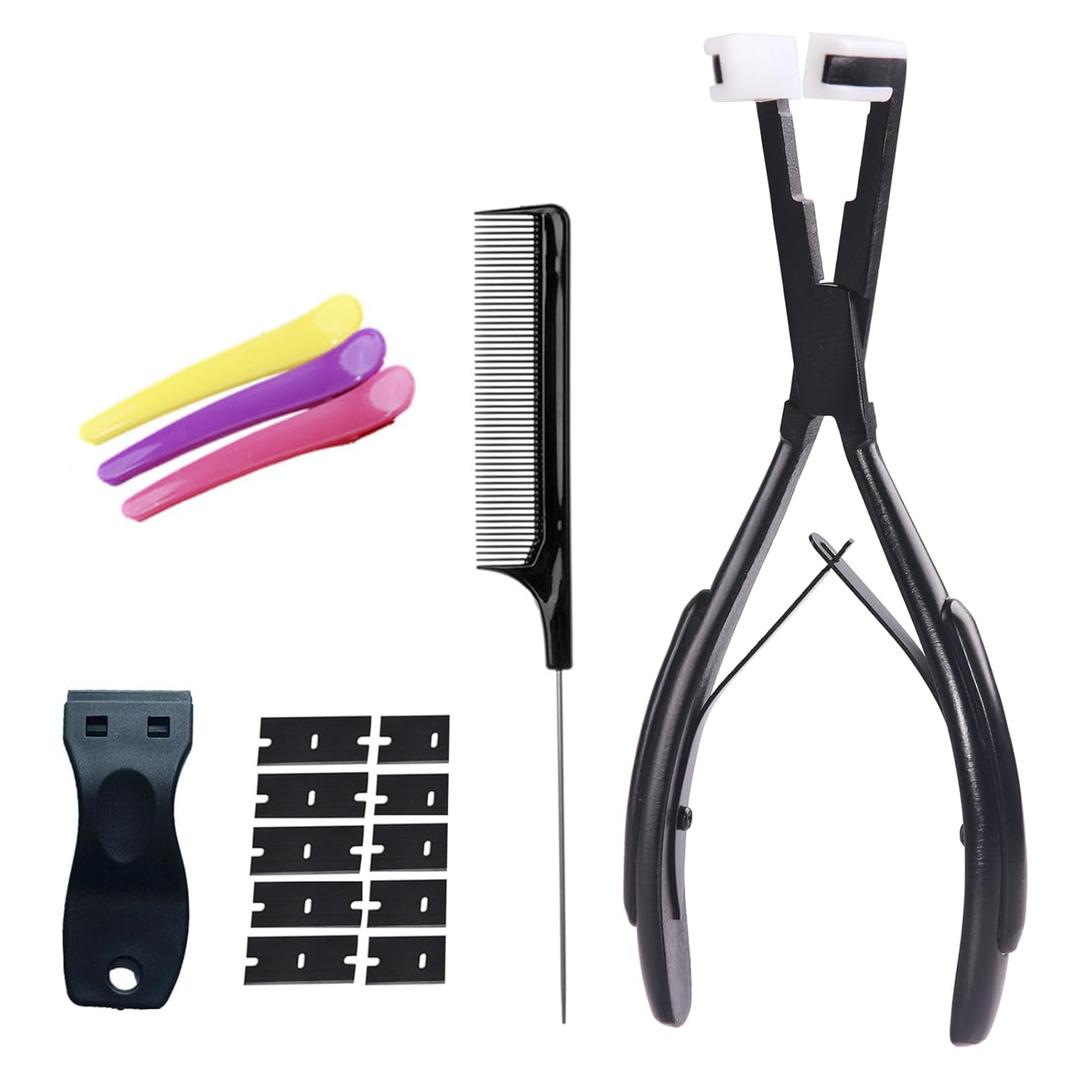 Tape in Hair Extensions Pliers Hair Sealing Pliers Flat Surface Professional Hair Extension Tool Kit for Hair Extensions Tape Tabs