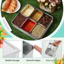Boao 6 Compartment 304 Yakumi Pans Stainless Steel Seasoning Condiment Container with Lids Spoons, Japanese Yakumi Pans Mini Sauces Salad Dressings Storage for Food, Herbs, Spices