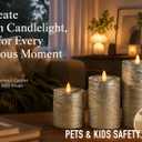 Shiny Metallic Silver Flameless Pillar Candles, Patented 3D Realistic Moving Flickering Flame with Remote Timer, Battery Operated 400hrs for Wedding, Holiday, Party, Decor, Gift(Set of 3)