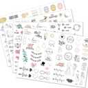 Transparent Waterproof Stickers For Wedding Planning Stickers-4 Sheets 230 Illustrationsand Phrases Per Pack,Used for Bridal Shower Engagement Marriage Anniversary,Sticker Set for Scrapbooking Bride Planner Calendar (A)