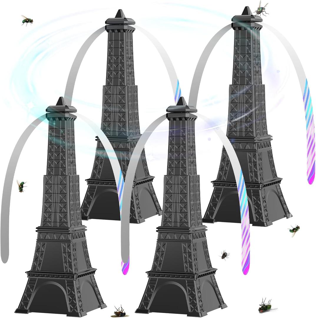 Fly Fans for Tables, Fly Repellent Fan Keep Flies Away, Battery Powered Bug Fans with Holographic Blades for Picnic, BBQ, Restaurant, Party and Kitchen, Indoor and Outdoor 4 Pack