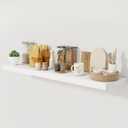 Fun Memories White Floating Shelves 55 Inch Long, 12 Inch Deep Floating Shelves for Wall, 55 x 12 Large Wall Shelf for Fireplace Mantel, 2 Inch Thick Storage Shelves for Living Room, Bedroom, 1 Pack