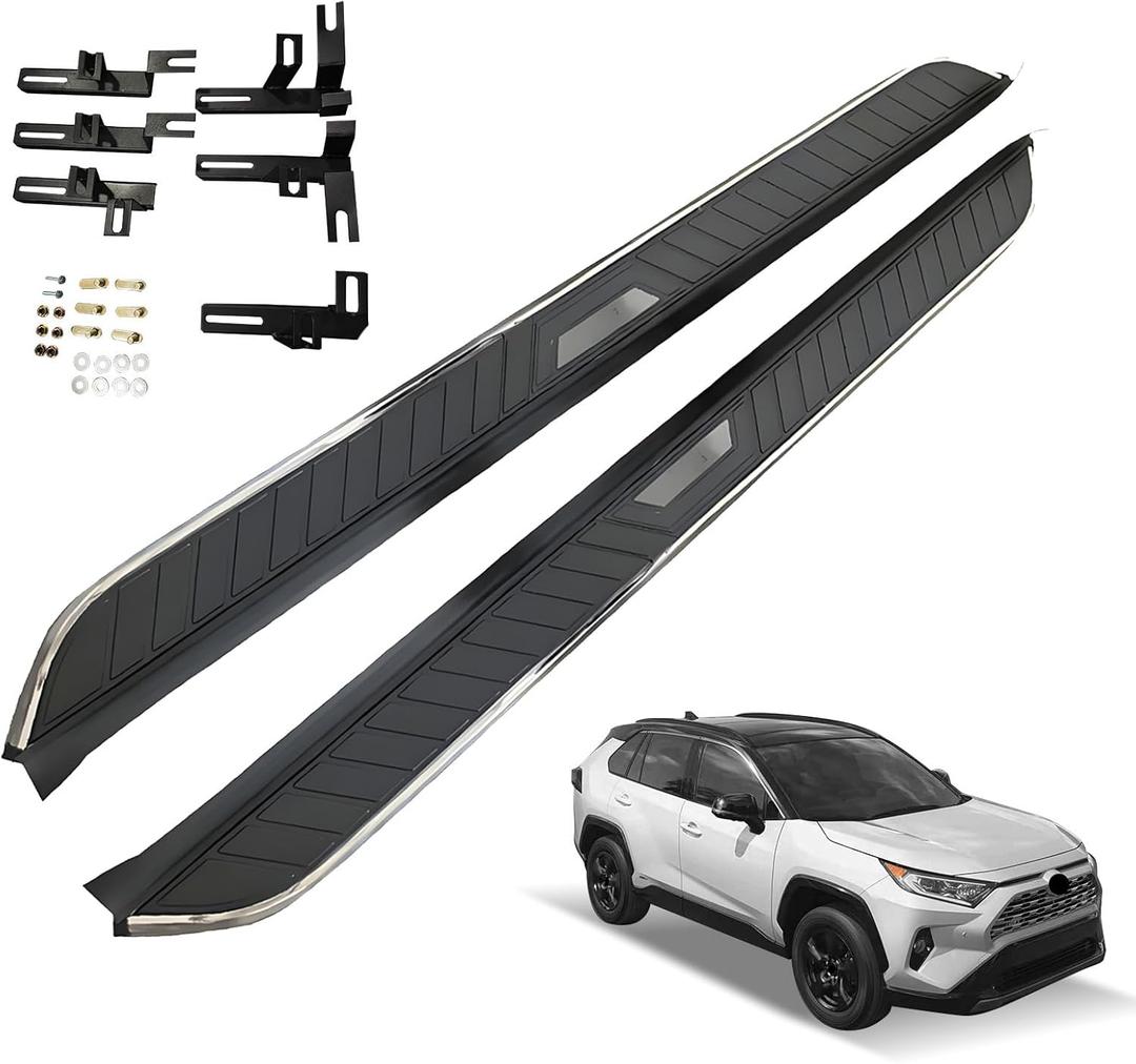 Running Boards Fit for 2019 2020 2021 2022 2023 2024 2025 Toyota RAV4 Side Step Nerf Bar, 2PCS Black Right Left Aluminum Side Bar (70.87inch)