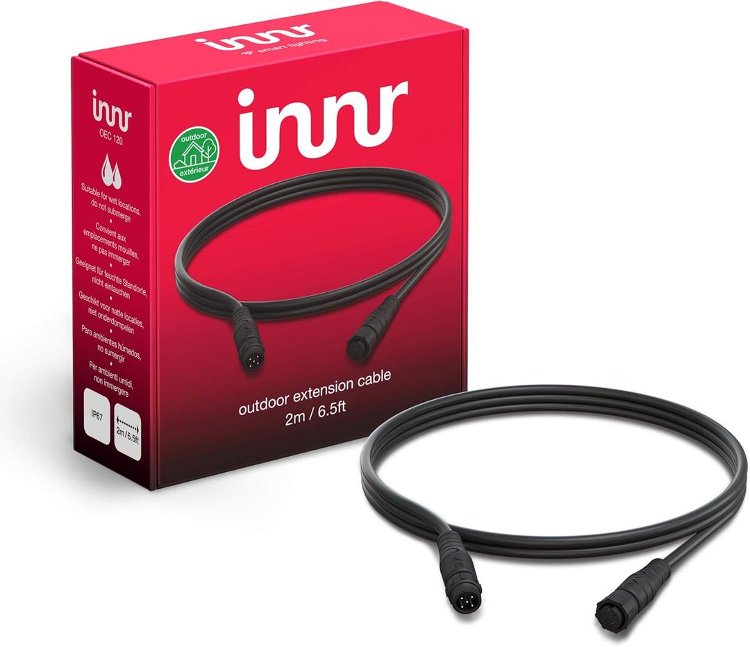 Innr Outdoor Extension Cable, 6.5ft, Works with Innr Outdoor Spot Lights and Pedestal Lights, IP65, Weatherproof (Complete Set Required) OEC 120 US