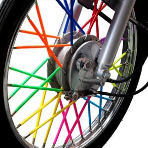 Motorcycle Bicycle Wheel Spoke Covers, 72 Pack, 240mm Length, Multi-Color Decorative Protectors for Wheels, Green, Plastic