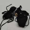 ZAFUL Women's Bikini Sets Ribbed Metal O Ring Criss Cross Two Piece Swimsuit Cheeky High Cut Side Tie Thong Bathing Suit (Black), S