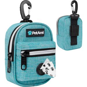 PetAmi Dog Poop Bag Holder For Leash, Dog Pet Waste Bag Dispenser For Poop With Clip For Doggie Puppy Walking Accessories Travel Camping, Dog Treat Pouch Supplies, Blue
