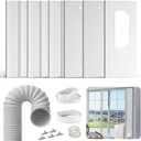 Universal Sliding Door AC Vent Kit: Coupler Filter Fits 5.1" & 5.9" Exhaust Hose, Portable air Conditioner Window kit with 6 Upgrade Plates and 5.9" Hose, Adjustable 17 to 95 Inches