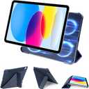 SPARIN Magnetic Case for iPad A16 11th/10th Gen (2025/2022), Origami Stand Cover with Auto Sleep/Wake, Multi-Angle Viewing, Hidden Pencil Holder, Ultra Slim Lightweight & Stable on Sofa/Bed-Navy Blue