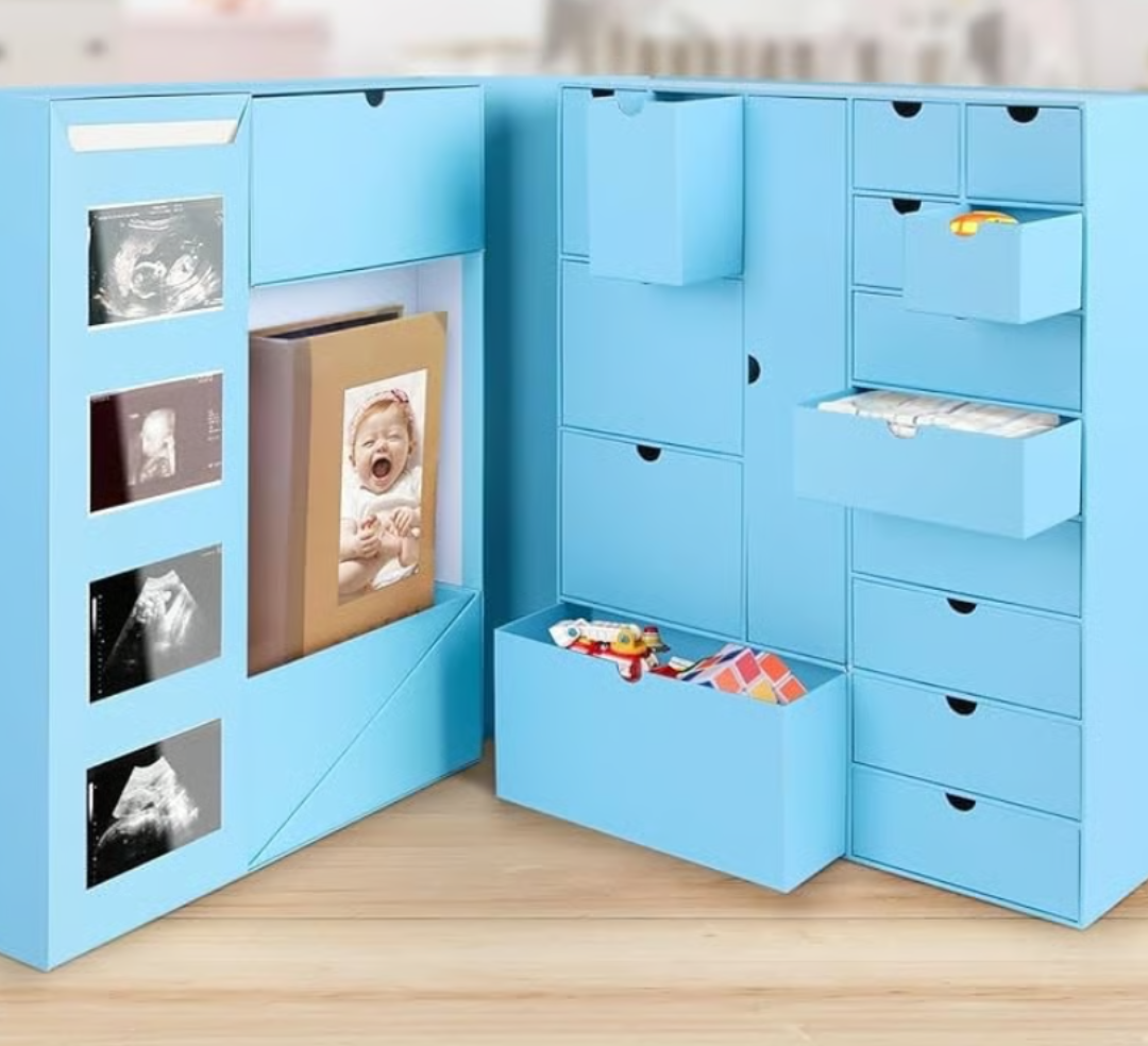 Baby Keepsake Box - Baby Memory Box - Baby Boy Girl Blue