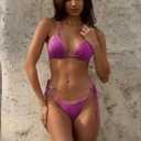 Bikini Sets Women Thongs Cheeky Two Piece Swimsuit Sexy Swimwear Triangle Cute Bathing Suit String (Purple, XS)