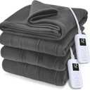 Sunbeam Royal Ultra Fleece Heated Electric Blanket King Size, 90" x 100", 12 Heat Settings, 12-Hour Selectable Auto Shut-Off, Fast Heating, Machine Washable, Warm and Cozy, Iron