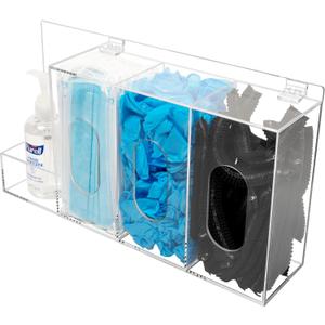 SEANADO Hand Sanitizer and Glove Holder Dispenser with Lid, Clear Acrylic 4 Compartments Hygiene Station for Disposable Face Mask, Shoe Cover, Hairnets - Wall Mount or Tabletop SEANADO Hand Sanitizer and Glove Holder Dispenser with Lid, Clear Acrylic 4 Compartments Hygiene Station for Disposable Face Mask, Shoe Cover, Hairnets - Wall Mount or Tabletop