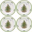 Spode Christmas Tree Melamine Dinner Plate (Set of 4) - 11 Inch Shatterproof Serving Plate for Holiday Meals, Holiday Party - Festive Tableware for Indoor & Outdoor Use, Dishwasher Safe Dinnerware