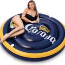 Corona Lime Round Pool Float - Island Float with 2 Cup Holders - Sized for 2 Adults