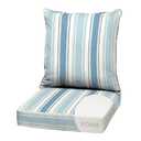 Arden Outdoor Foam Deep Seat Cushion, 2-Pack, 22x24, Premium High-Density Foam, Never Flattens, Weather-Proof for Patio Chair Sofa Couch, French Blue Linen Stripe,French Blue Linen Stripe, 2 Pack