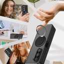 HikerClub for Galaxy Z Fold 7 (2025) Magnetic Stand Case, 360 Rotatable Ring Holder, Slim Fit Anti-Scratch Translucent Frosted Black Shockproof Cover