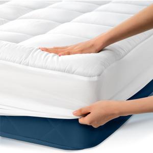 Cloud-Like Twin Mattress Topper - 100% Cotton Top Mattress Pad for Back Pain Relief - Breathable & Naturally Cooling for Hot Sleepers