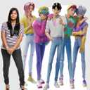 KPop Demon Hunters Saja Boys Cardboard Cutout Standee – Life Size Character Display for Fans, Parties, or Room Décor – Jinu, Abby, Mystery, Romance, and Baby Saja Boys - Officially Licensed, 70 in x 54 in