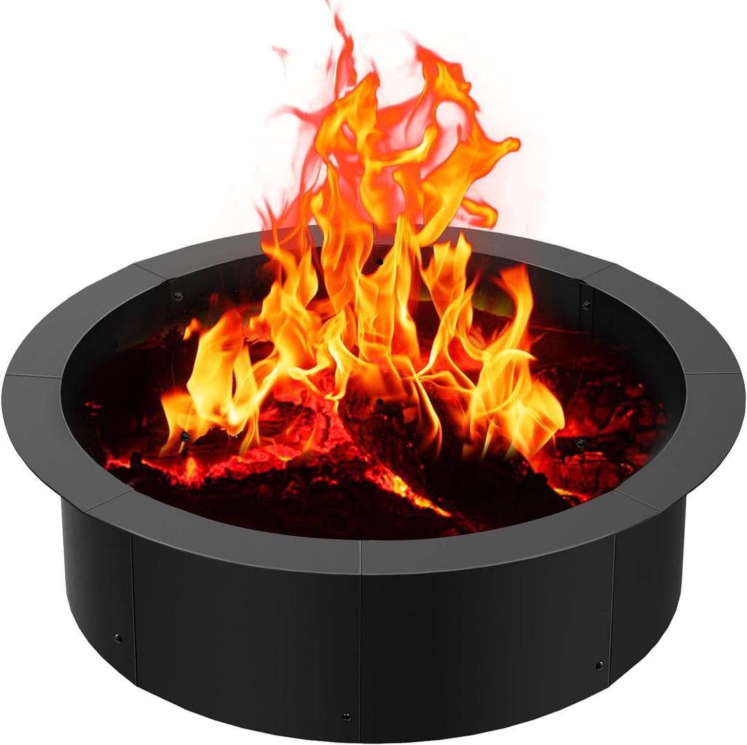 60 inch Inner Fire Pit Ring, 64 inch Outer Large Round Steel Fire Pit Insert Metal Fire Ring Liner Rim Heavy Duty for Outdoor