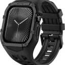 Nereides Rugged Case with Band for Apple Watch Series 11/10 46mm, Breathable TPU Sport Strap + PC Protective Bumper, Shock-Resistant, Sweat & Water-Resistanty (Black)