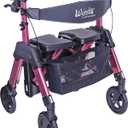 Stander Wonder Bariatric Rollator, Heavy Duty Folding Rolling Walker for Adults, Seniors, 500-pound Weight Capacity, Large 8-inch Wheels, Locking Brakes, Wide Seat with Backrest, Regal Rose
