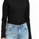 Hiverlay Women's Thermal Shirts Mock Neck Long Sleeve Tops Fleece Base Layer for Workout Athletic Warm Cold Weather Black L