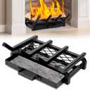 Small Fireplace Grate 14 Inch - Wood Stove Fireplace Log Grates with Ember & Ash Trays Pan, Inside Outdoor Heavy Duty Wrought Cast Iron Rack Holder for Indoor Outdoor Chimney Hearth