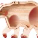 Wooden Bear Piggy Bank for Kids, Cute Unbreakable Money Coin Bank Jar, Safe Money Box, Transparent Saving Jar, Birthday Easter Anniversary Baptism Gifts for Boys Girls Toddler, Bear Lovers (Large)