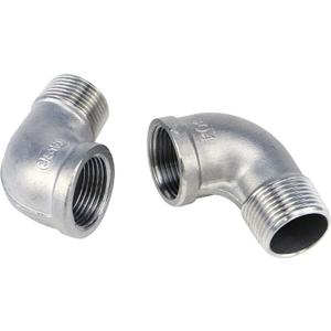2Pcs 304 Stainless Steel 90 Degree Elbow 3/4" NPT Threaded Pipe Fitting Female x Male