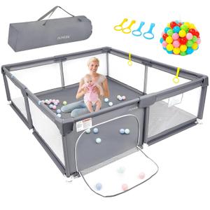 Large Baby Playpen for Babies and Toddlers 75x51 Play Pen for Babies 6-12 Months Play Yard for Toddlers 1-3 for Baby Pack and Play Fence Gate Portable Playpen with Colorful Balls Pull Up Ringss Grey Large Baby Playpen for Babies and Toddlers 75x51 Play Pen for Babies 6-12 Months Play Yard for Toddlers 1-3 for Baby Pack and Play Fence Gate Portable Playpen with Colorful Balls Pull Up Ringss Grey