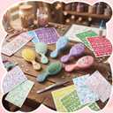 12 Packs DIY Princess Hairbrush Kits Princess Party Bow Diamond Alphabet Sticker Make Your Own Hair Brush with Gem Painting for Birthday Party Art Activities DIY Crafts