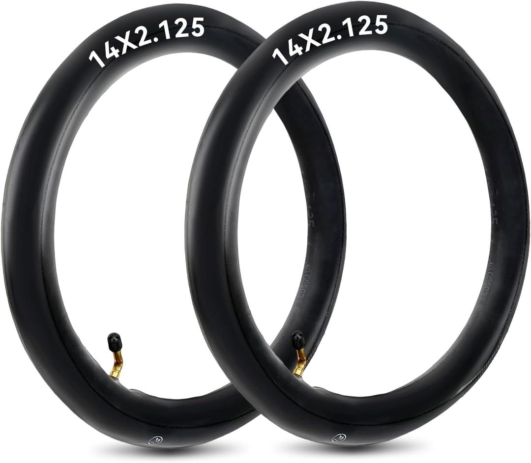 2Pack 14x2.125 Electric Bike Inner Tube, 14 Inch Electric Bike Tire Tube, Heavy-Duty Replacement Bicycle Tubes with Angled Valve Stem for Electric Scooters, E-Bike, Bicycle Tires