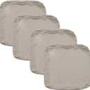 FLYMEI Patio Cushion Covers 22x22x3 Waterproof Outdoor Cushion Cover Replacement 4Packs Outdoor Seat Cushion Slipcover for Rattan Chair Sofa, Beige